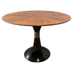 Post-Modern Starburst Mahogany Round Pedestal Dining Table