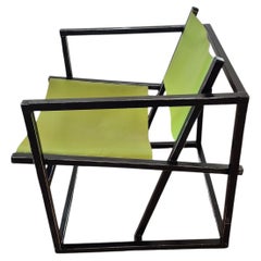 Post modern steel and leather club chair, Netherlands 1980s