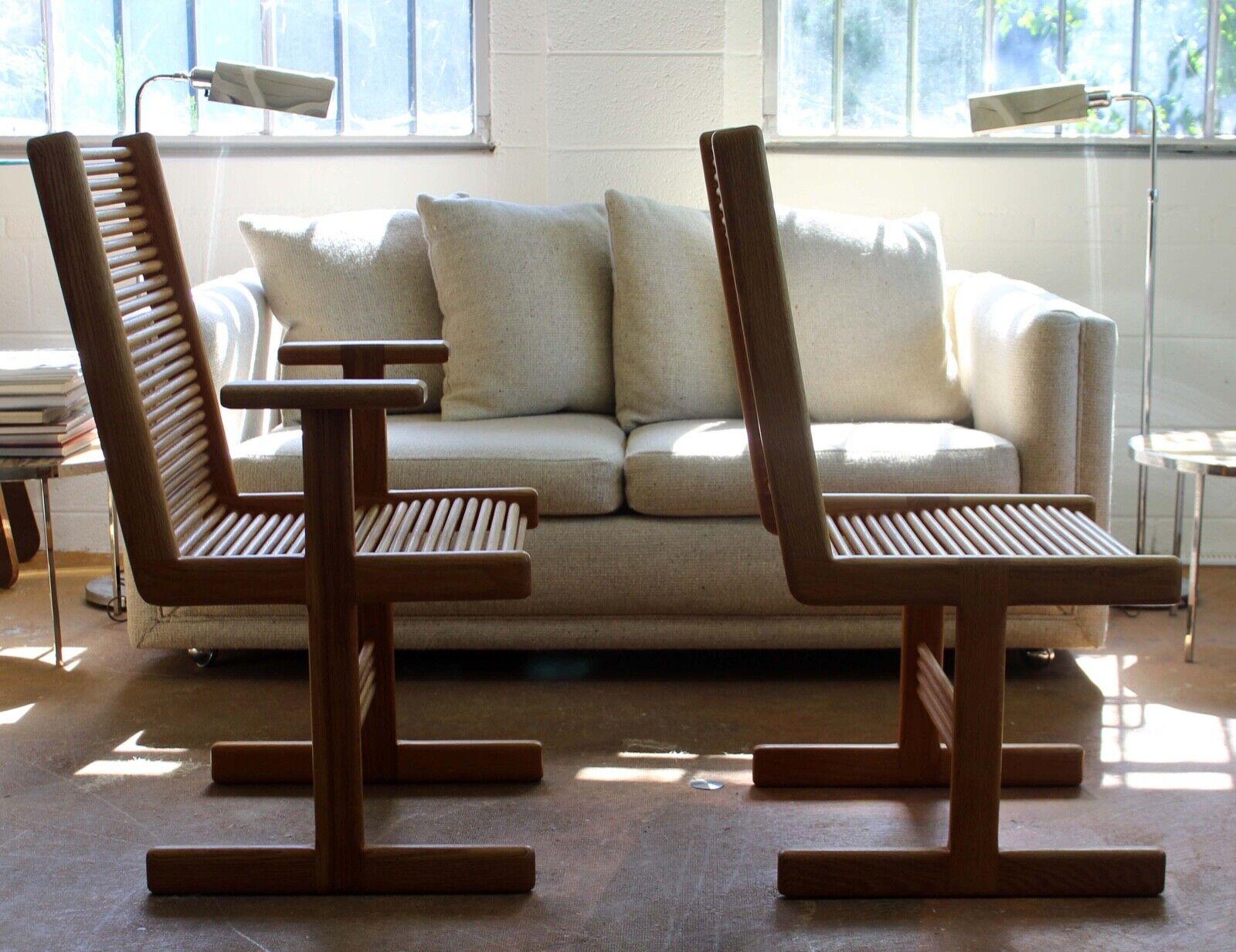 Walnut Post Modern Studio Handmade Red Oak Wood Dining Table & 6 Chairs Jerry Mandell