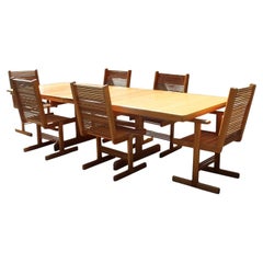 Post Modern Studio Handmade Red Oak Wood Dining Table & 6 Chairs Jerry Mandell