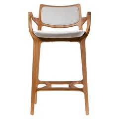 Post Modern Stool in Solid Wood, Uphostery Back and Seat, Counter or Bar Height