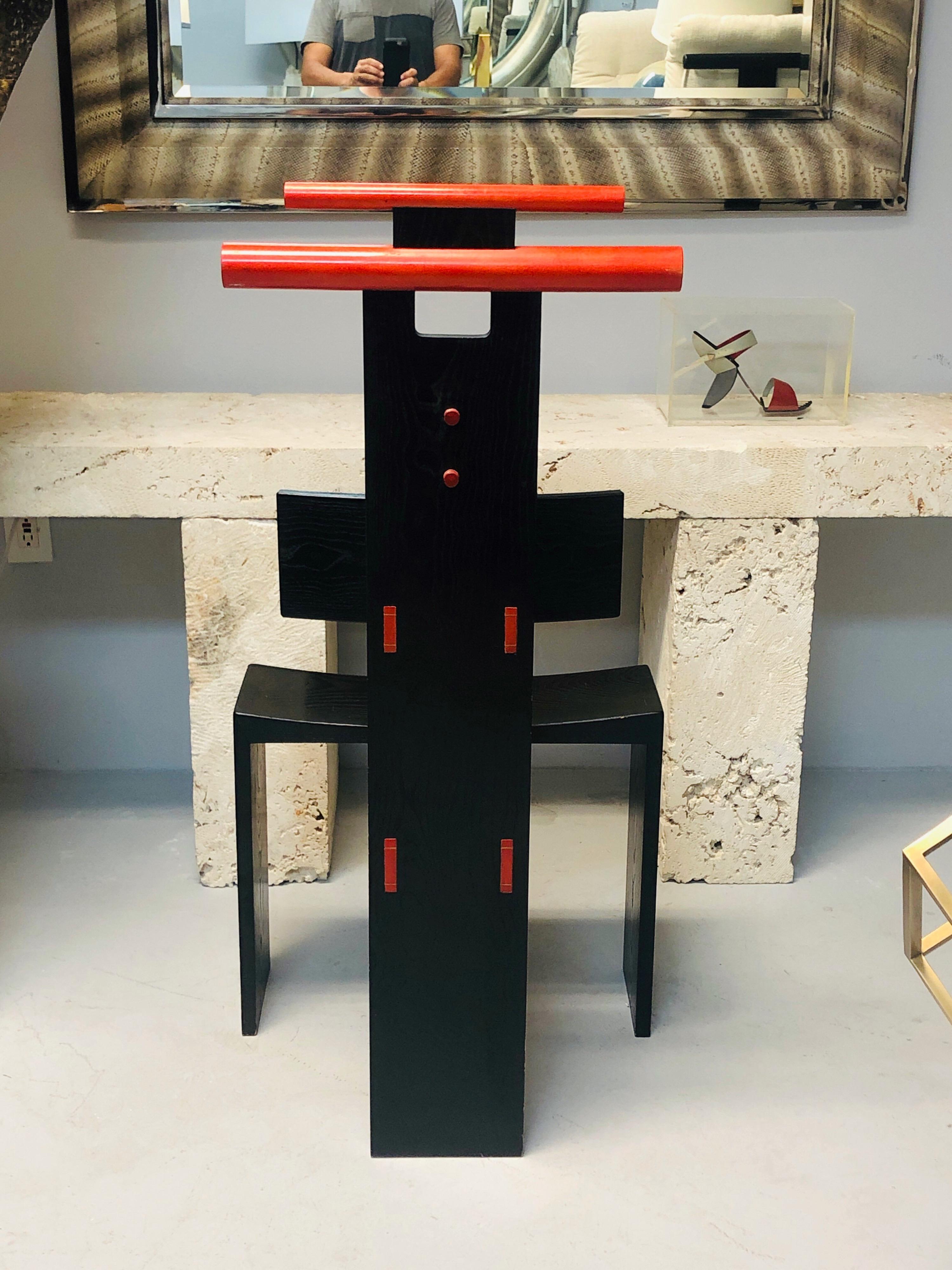 Post Modern Studio Chair Sculpture Valet in Ebonized Oak For Sale 8