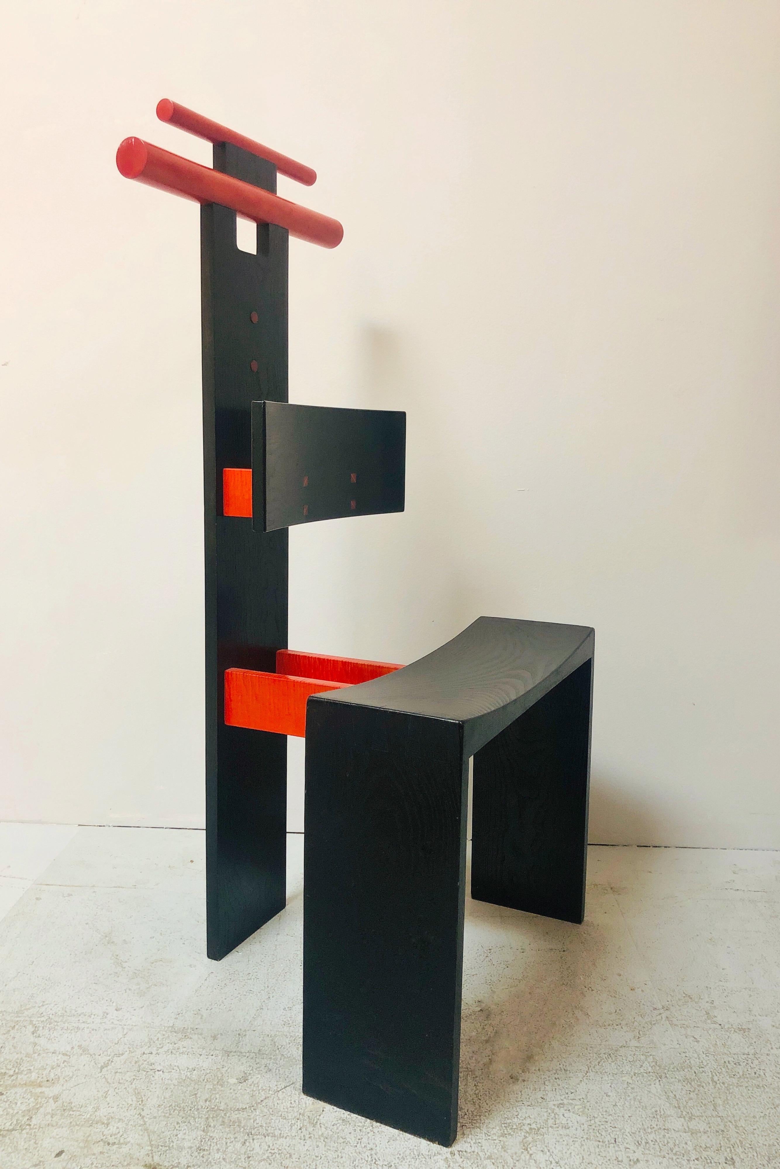 American Post Modern Studio Chair Sculpture Valet in Ebonized Oak For Sale