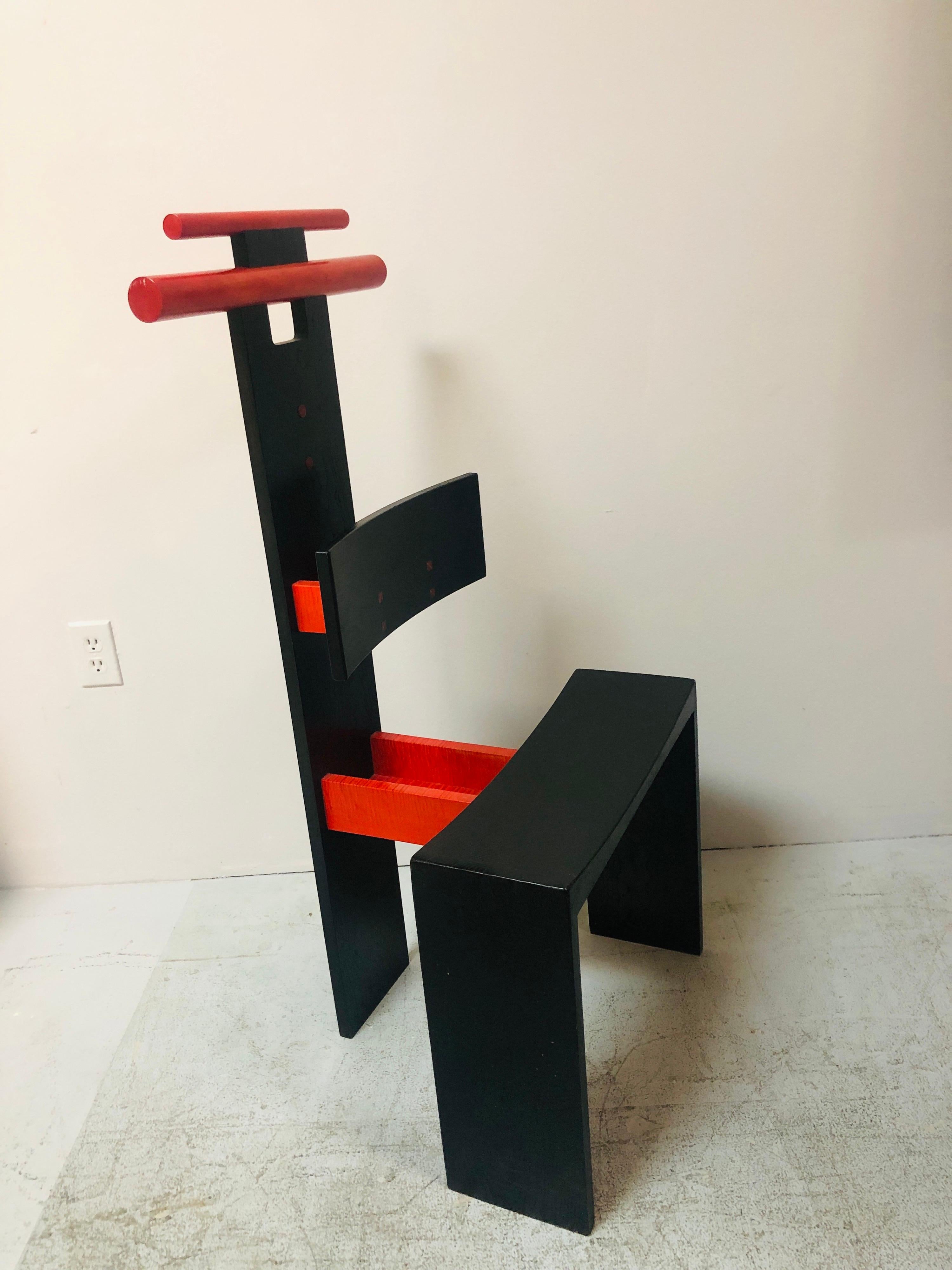 Post Modern Studio Chair Sculpture Valet in Ebonized Oak In Good Condition For Sale In Miami, FL