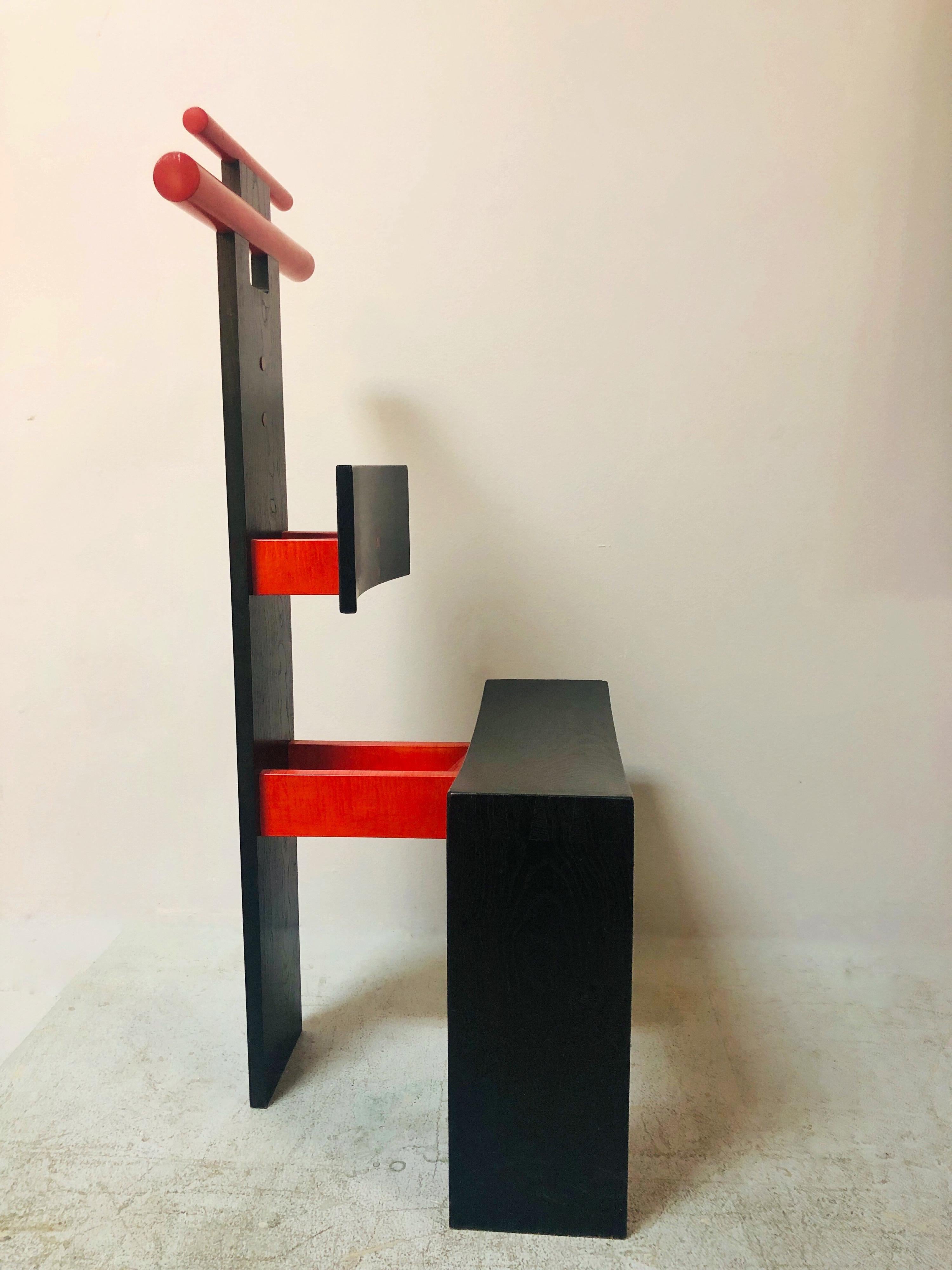 Late 20th Century Post Modern Studio Chair Sculpture Valet in Ebonized Oak For Sale