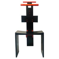 Retro Post Modern Studio Chair Sculpture Valet in Ebonized Oak