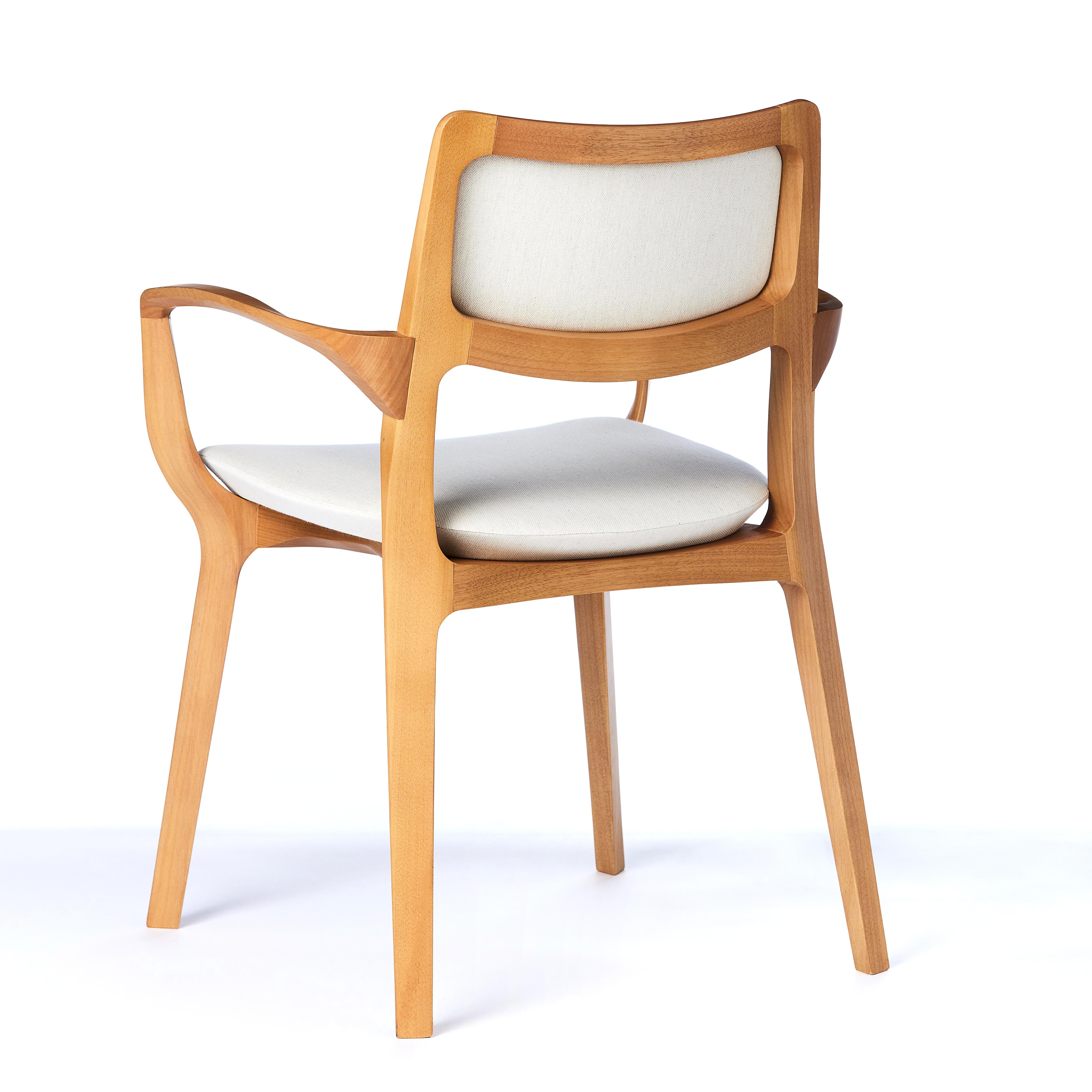 Brazilian Post-Modern Style Aurora Chair in Sculpted Solid Wood and Upholstery For Sale