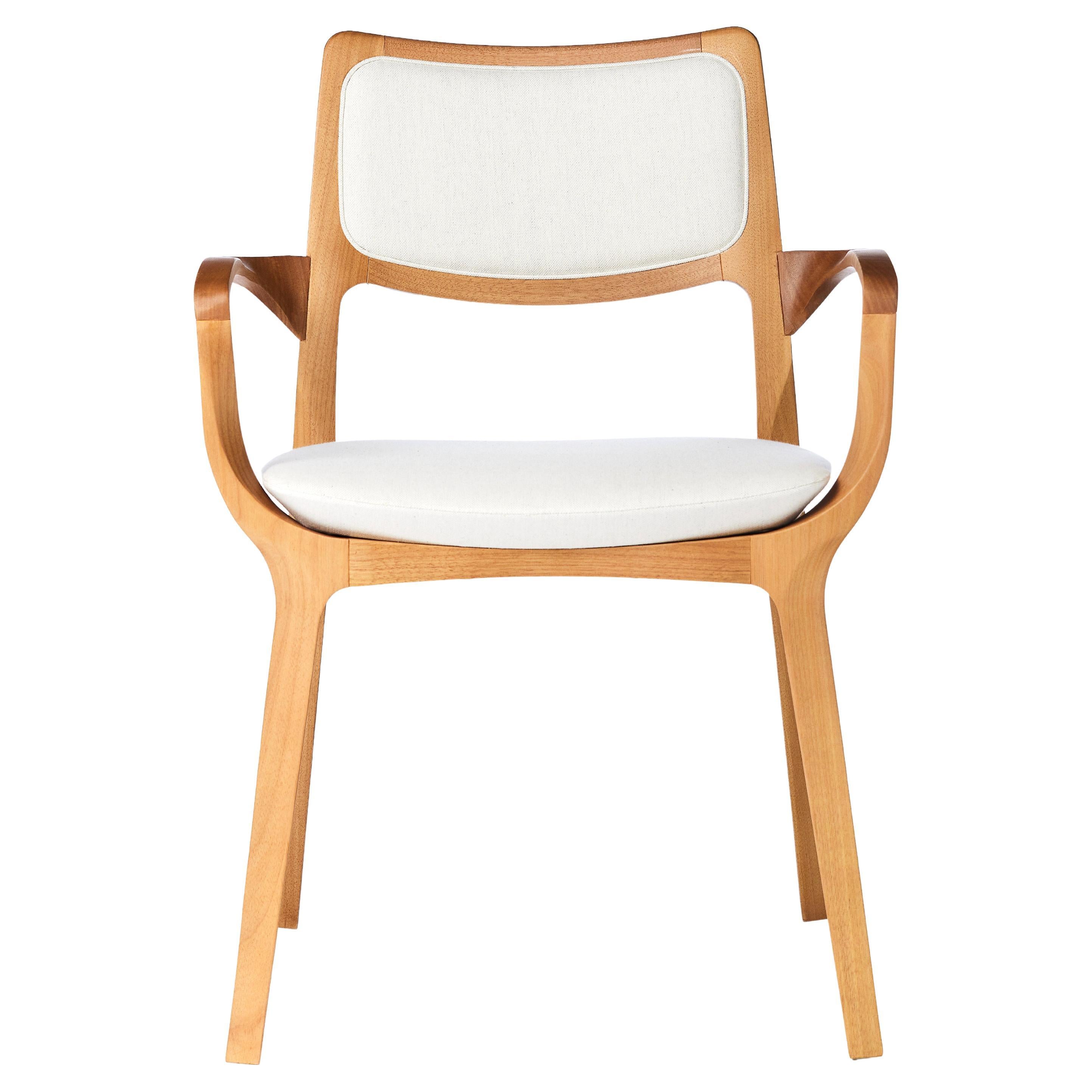 Post-Modern Style Aurora Chair in Sculpted Solid Wood and Upholstery For Sale