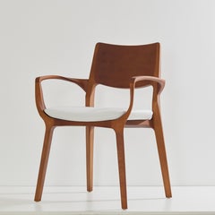 Post-Modern Style Aurora Chair in Walnut Finish with Wooden Back and Textile