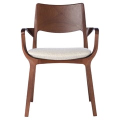Post-Modern Style Aurora Chair in Walnut Finish with Wooden Back and Textile