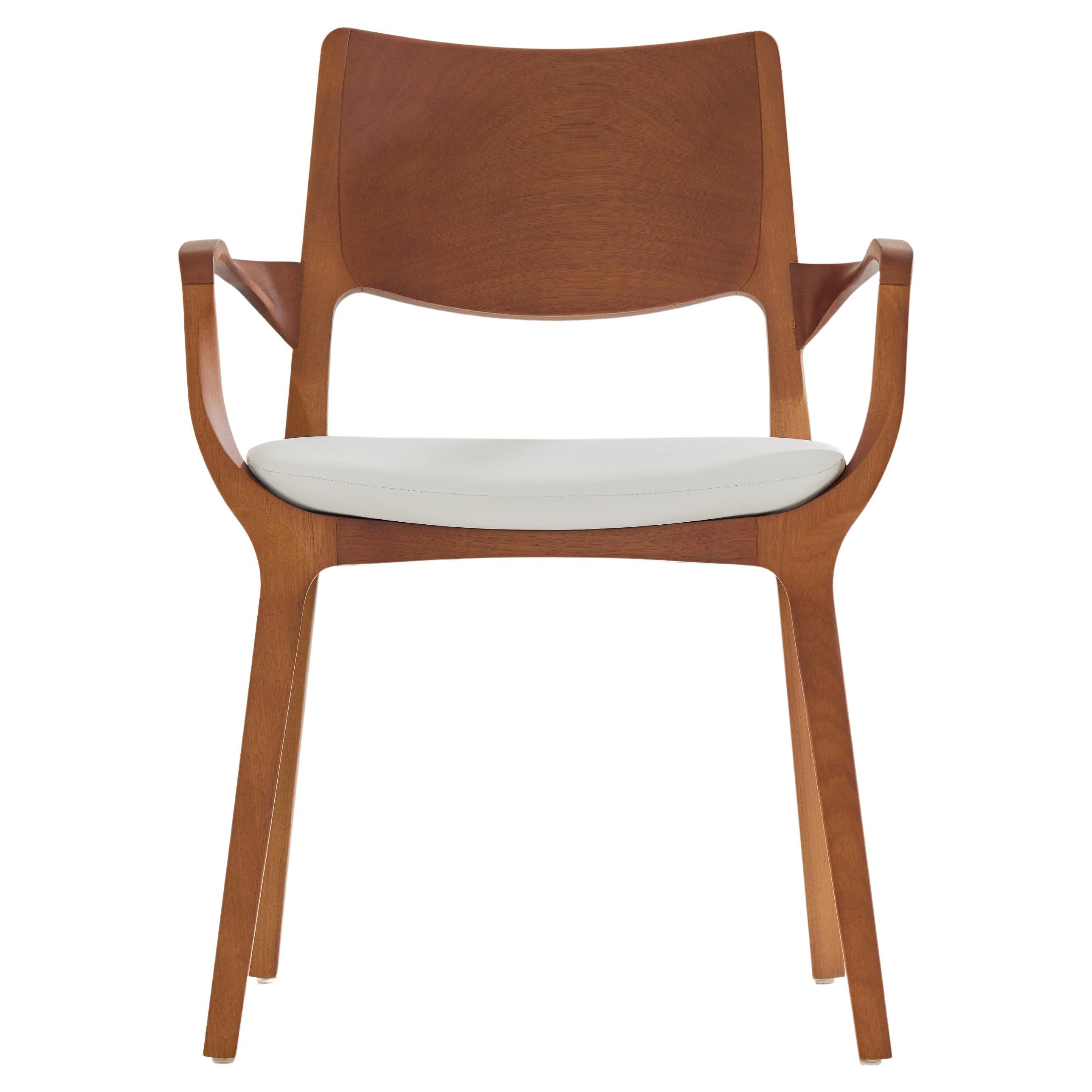 Post-Modern Style Aurora Chair in Walnut Finish with Wooden Back and Textile