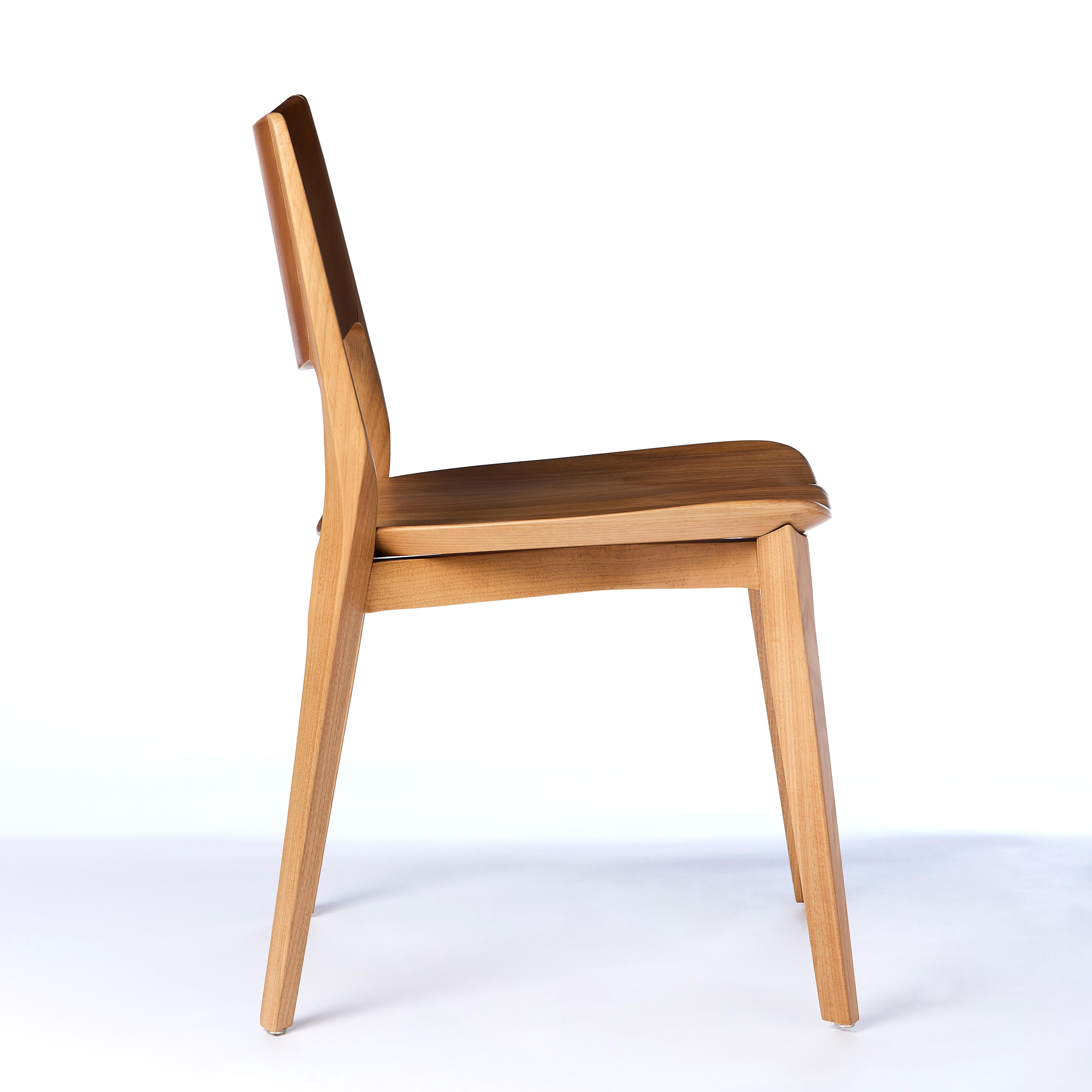 Brazilian Post-Modern Style Aurora Sculpted Chair in Natural Finish No Arms, Solid Seat For Sale