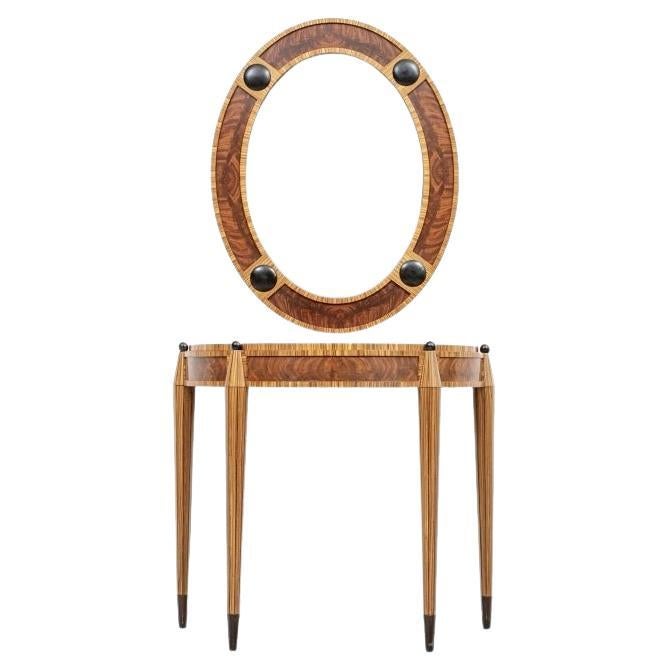 Console et miroir demi-lune de style postmoderne d'après Michael Graves en vente