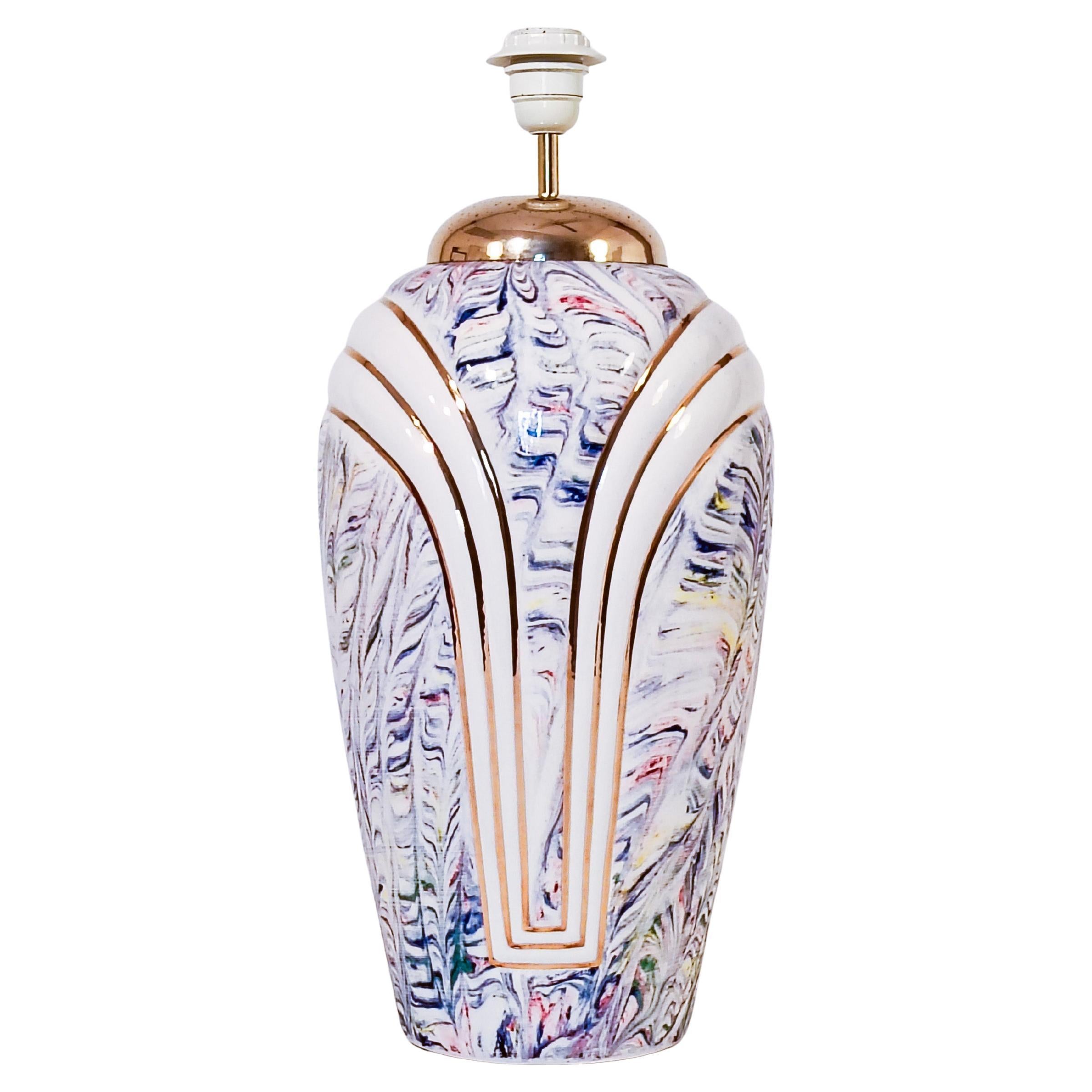 Post-Modern style. Huge multicolor ceramic table lamp, Italy, 1980s