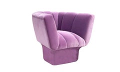 Organic Modern Style Lilac Velvet Beirut Accent Chair Handmade and Customizable