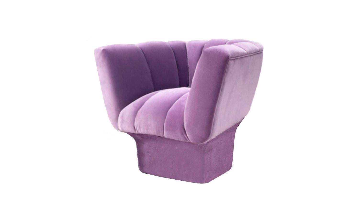 Organic Modern Style Lilac Velvet Beirut Accent Chair Handmade and Customizable (Postmoderne) im Angebot