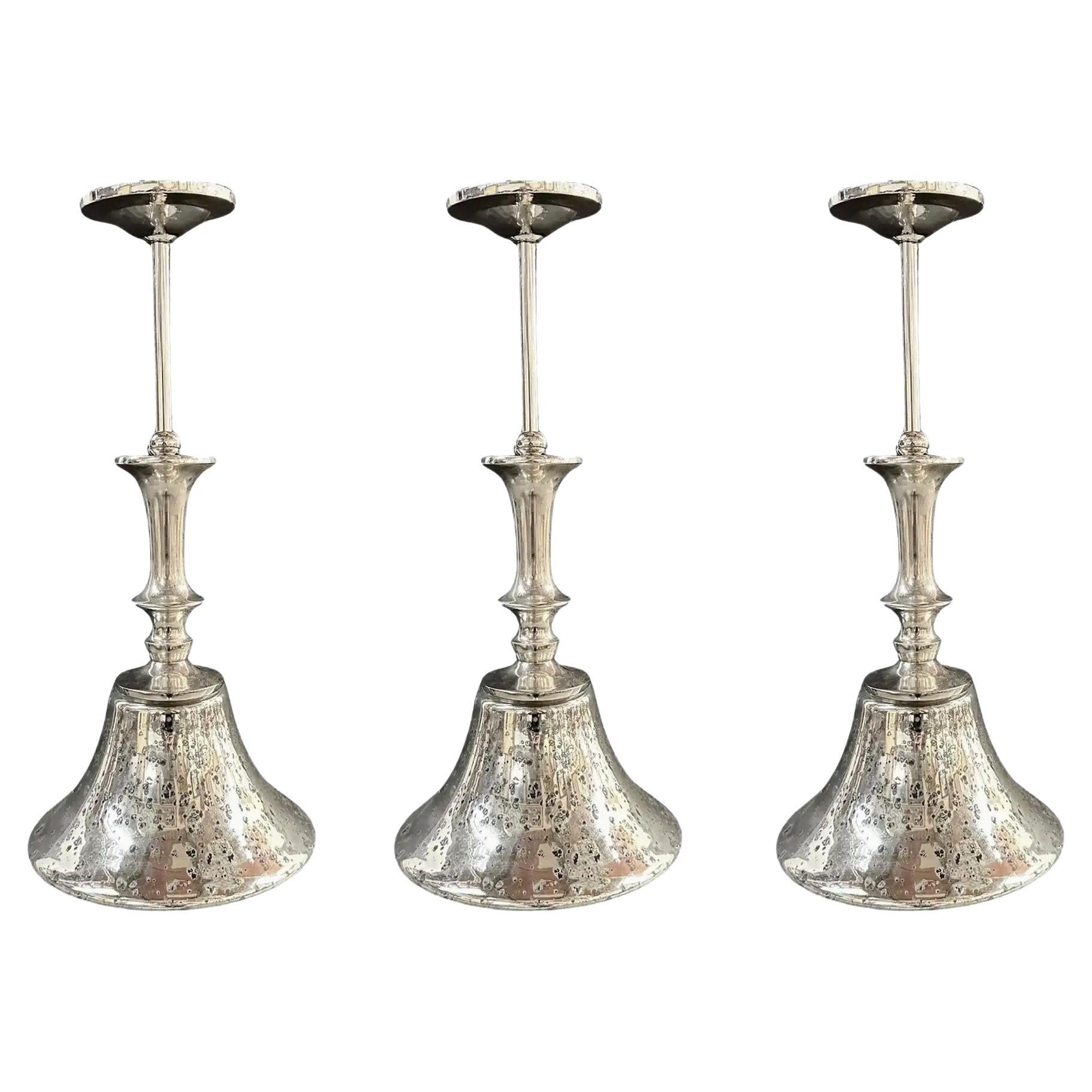 Ciondolo a cono in stile post-moderno in argento con finitura anticata, set di 3 pezzi