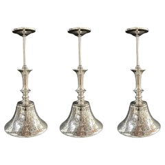 Post Modern style Silver Cone Pendant in Antiqued Finish, Set of 3