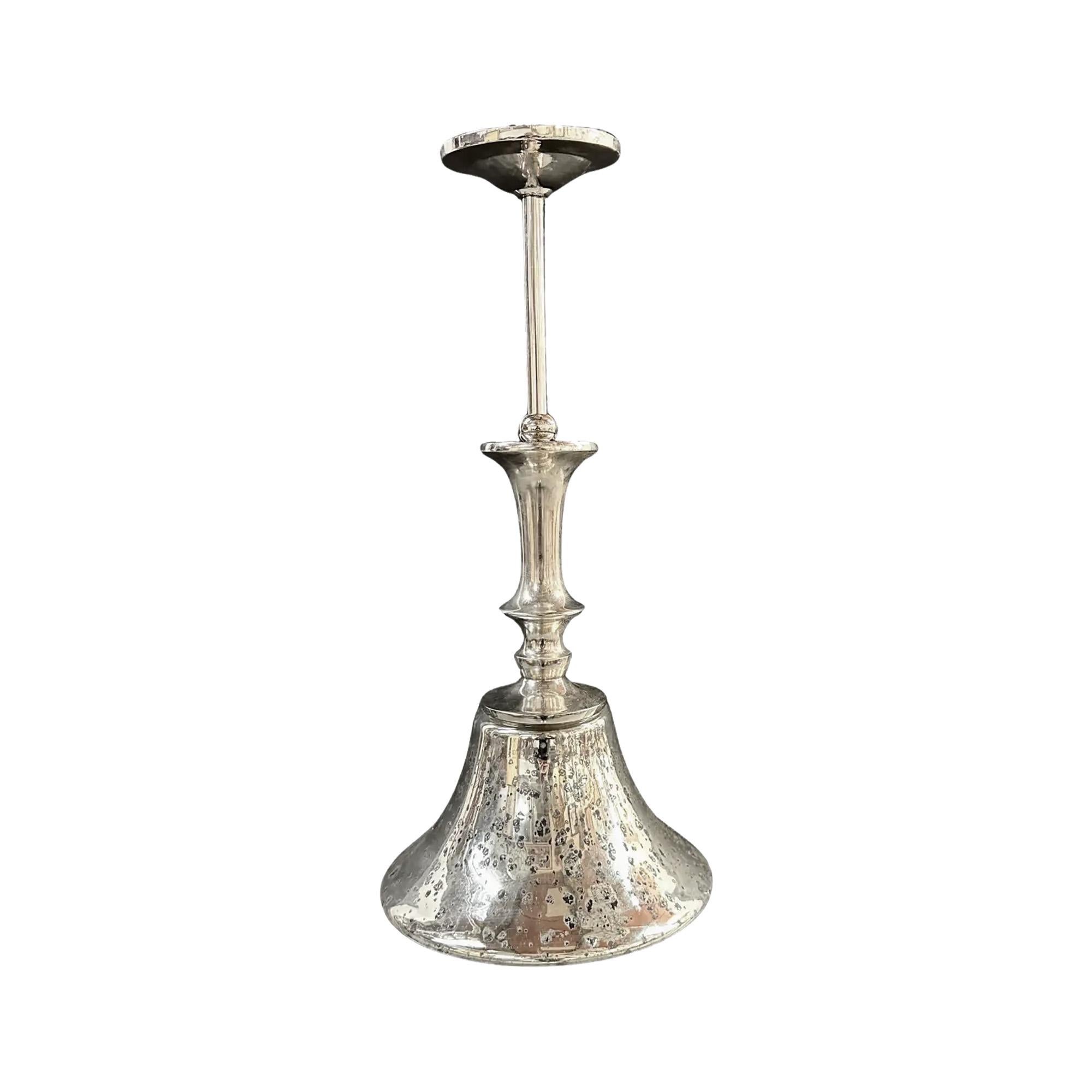 Introducing an exquisite set of 5 Post-Modern Cone Silver Pendants designed with an enchanting antiqued finish. This stunning pieces feature a unique design where the conical shade gracefully suspends from a long, lobed column, creating an