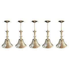  Post Modern style Silver Cone Pendant in Antiqued Finish, Set of 5