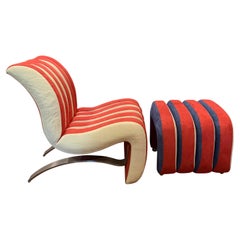 Post-Modern Suede Lounge Chair and Ottoman by Renown Designer Robert Tiffany