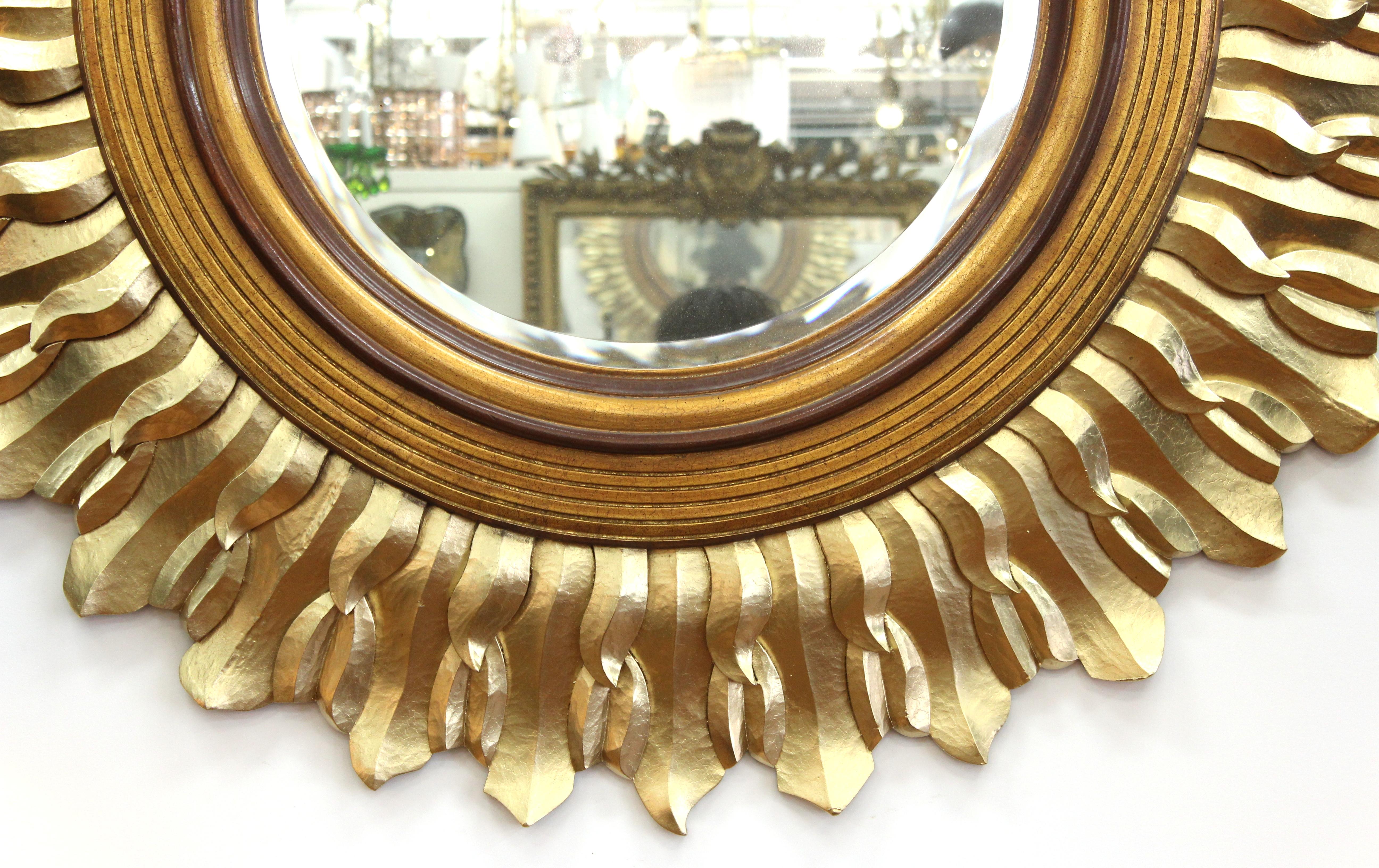Unknown Post-Modern Sunburst Mirror in Carved Giltwood Frame