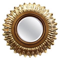 Post-Modern Sunburst Mirror in Carved Giltwood Frame