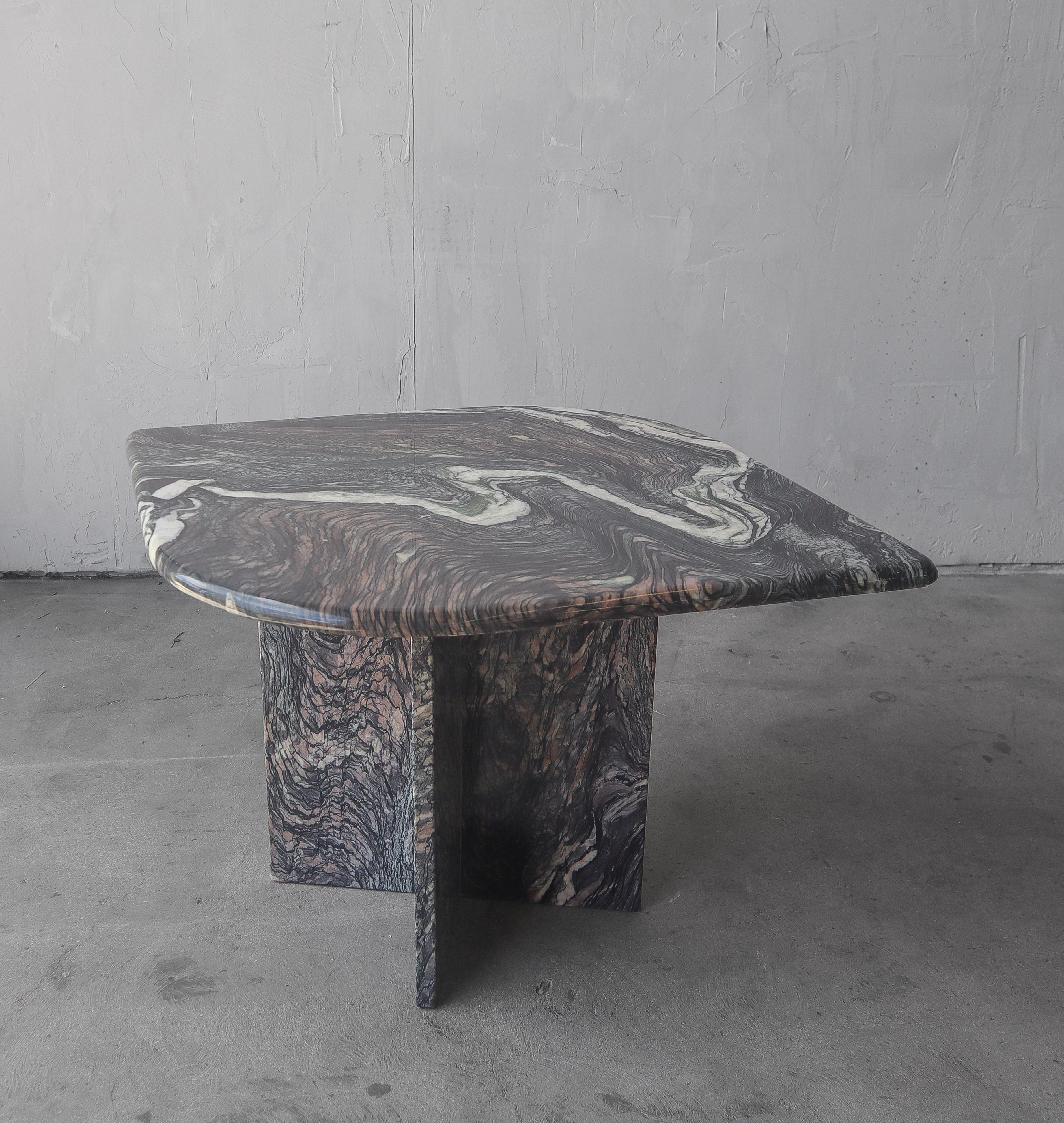 Post-Modern Post Modern Swirled Marble Side Table