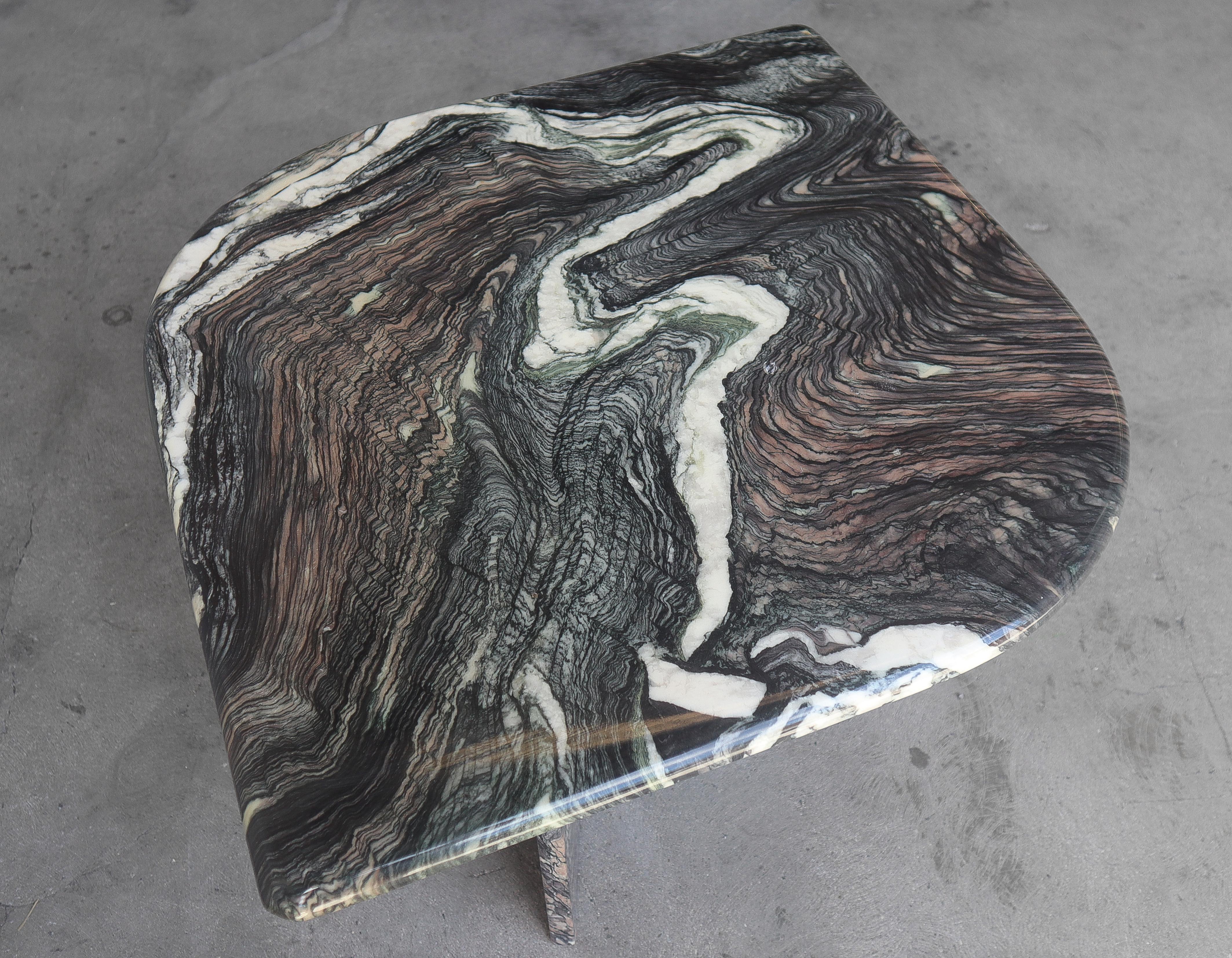 Post Modern Swirled Marble Side Table In Good Condition In Las Vegas, NV