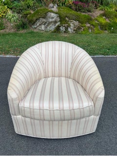 Classic Cube Striped Silk Swivel Chair