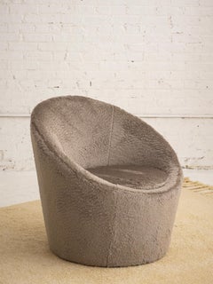 Post Modern Swivel Chair in Holly Hunt 'Mammoth' Mohair Fabric