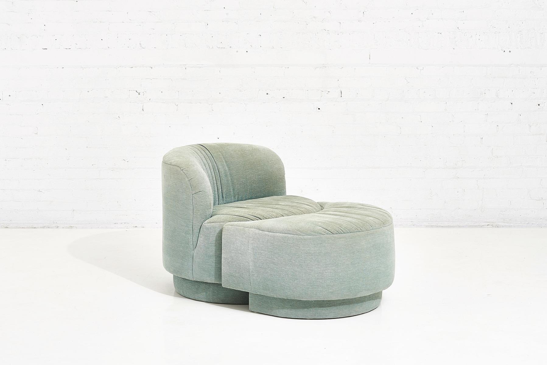 Fabric Post Modern Swivel Chair with Pull Up Ottoman, 1980