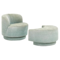 Post Modern Swivel Chair with Pull Up Ottoman, 1980