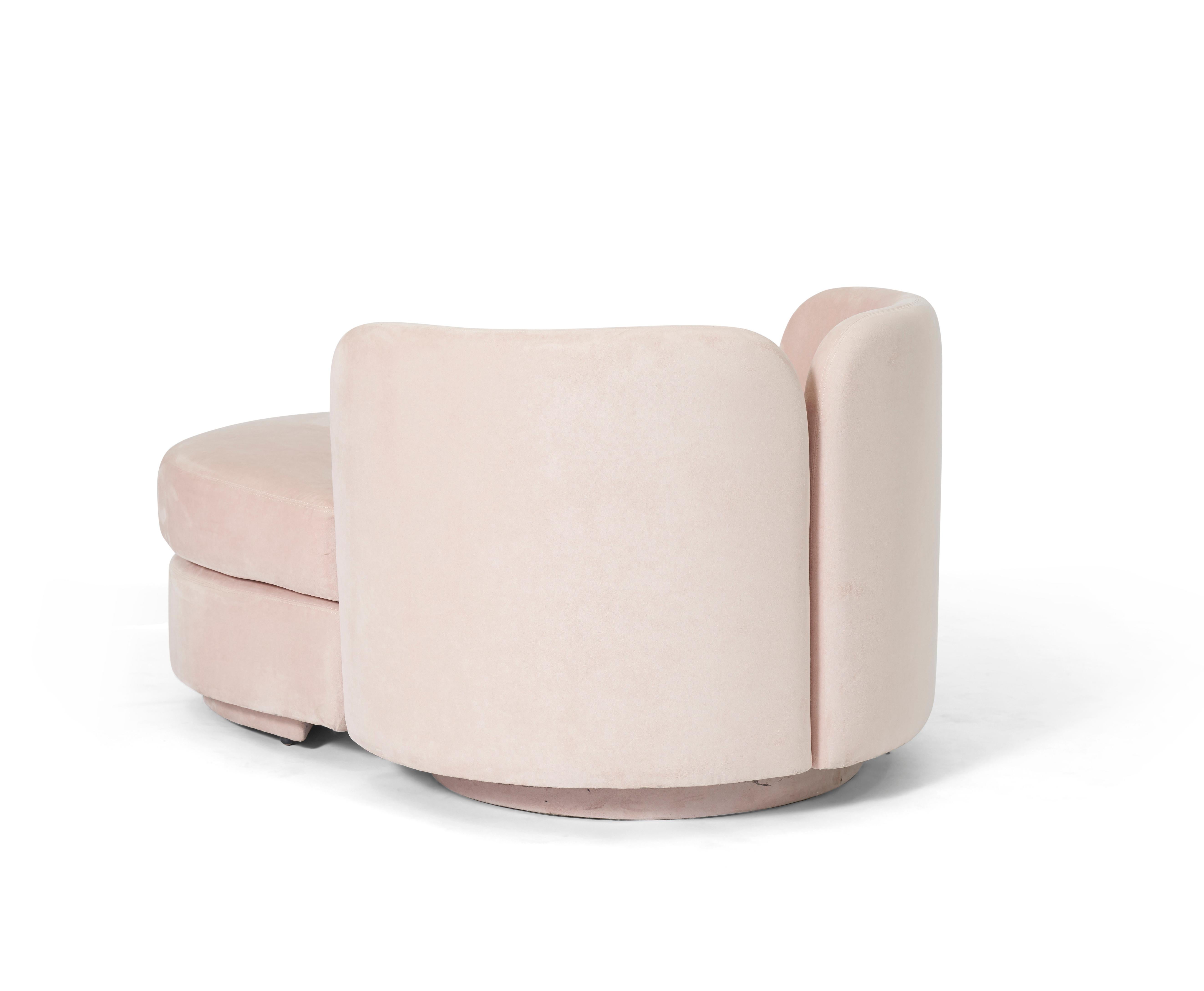 American Postmodern Swivel Chair with Rolling Ottoman