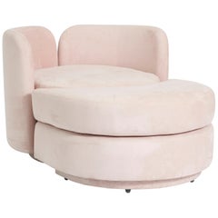 Postmodern Swivel Chair with Rolling Ottoman