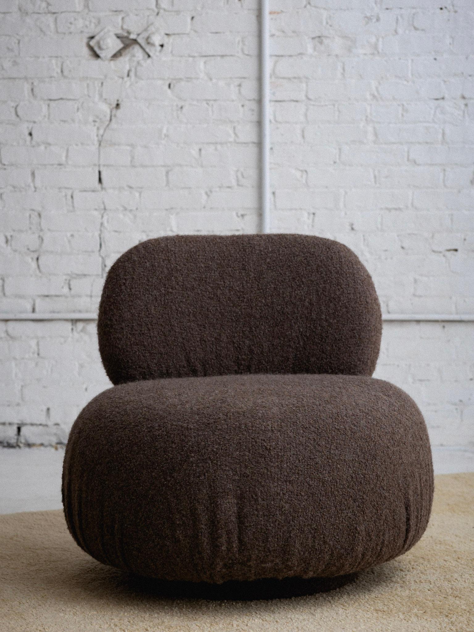 Wool Post Modern Swivel Pouf Chair in the Style of Steve Chase