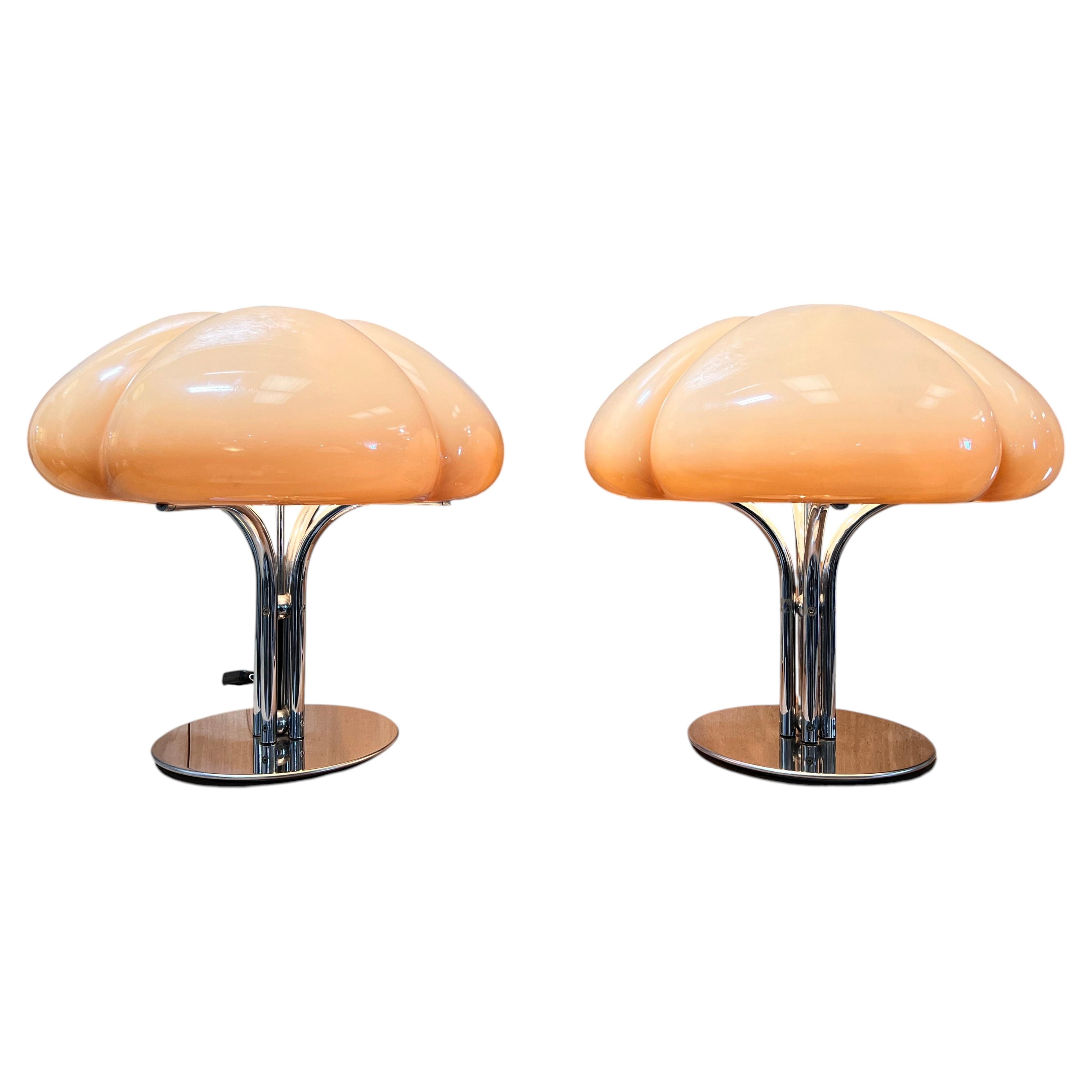 Post-Modern Table Lamps by Gae Aulenti, Chrome & Acrylic, Italy, 1970s For Sale