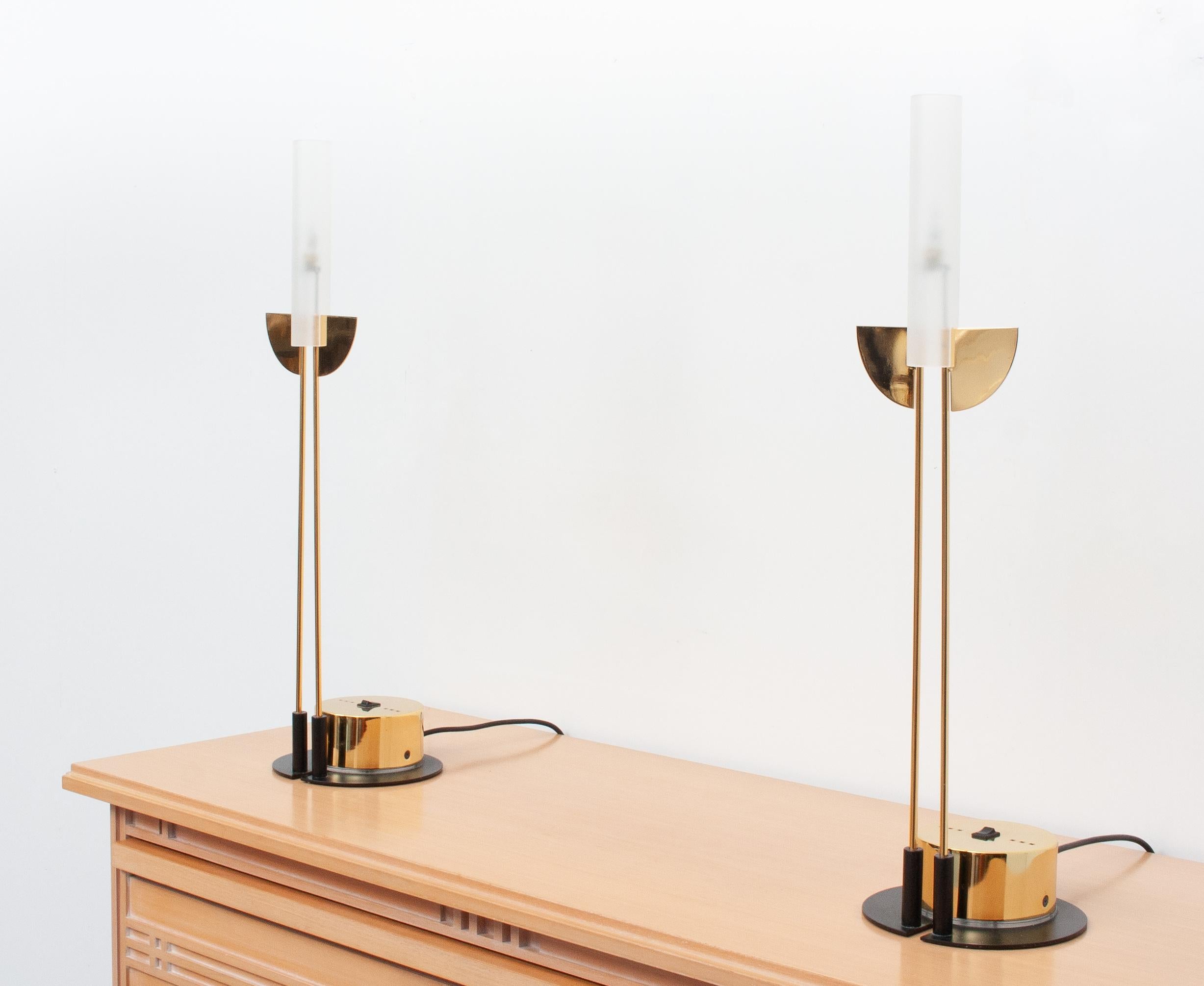 Brass Postmodern Table Lamps Italy 1980s Attributed Giorgetti  For Sale