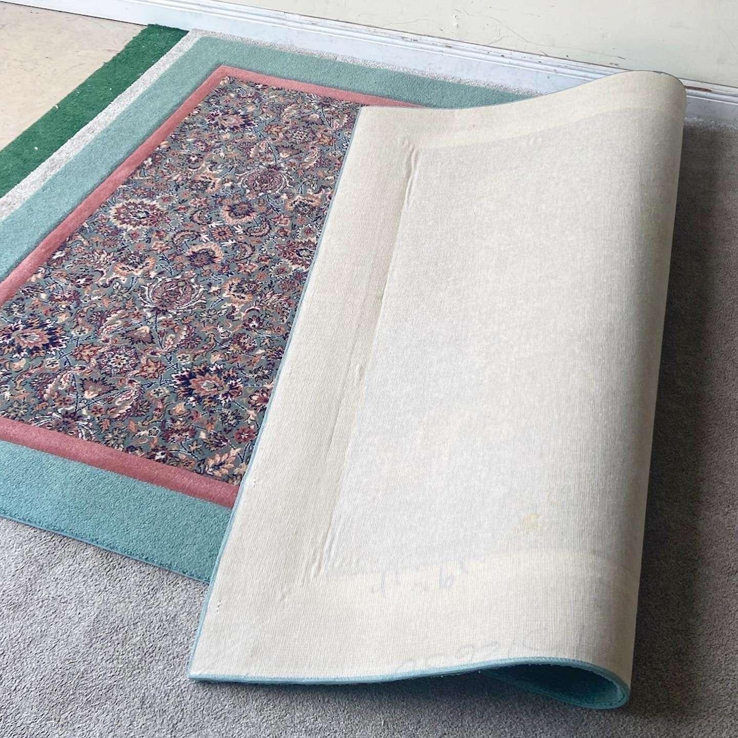 Post-Modern Post Modern Teal and Pink Rectangular Area Rug For Sale