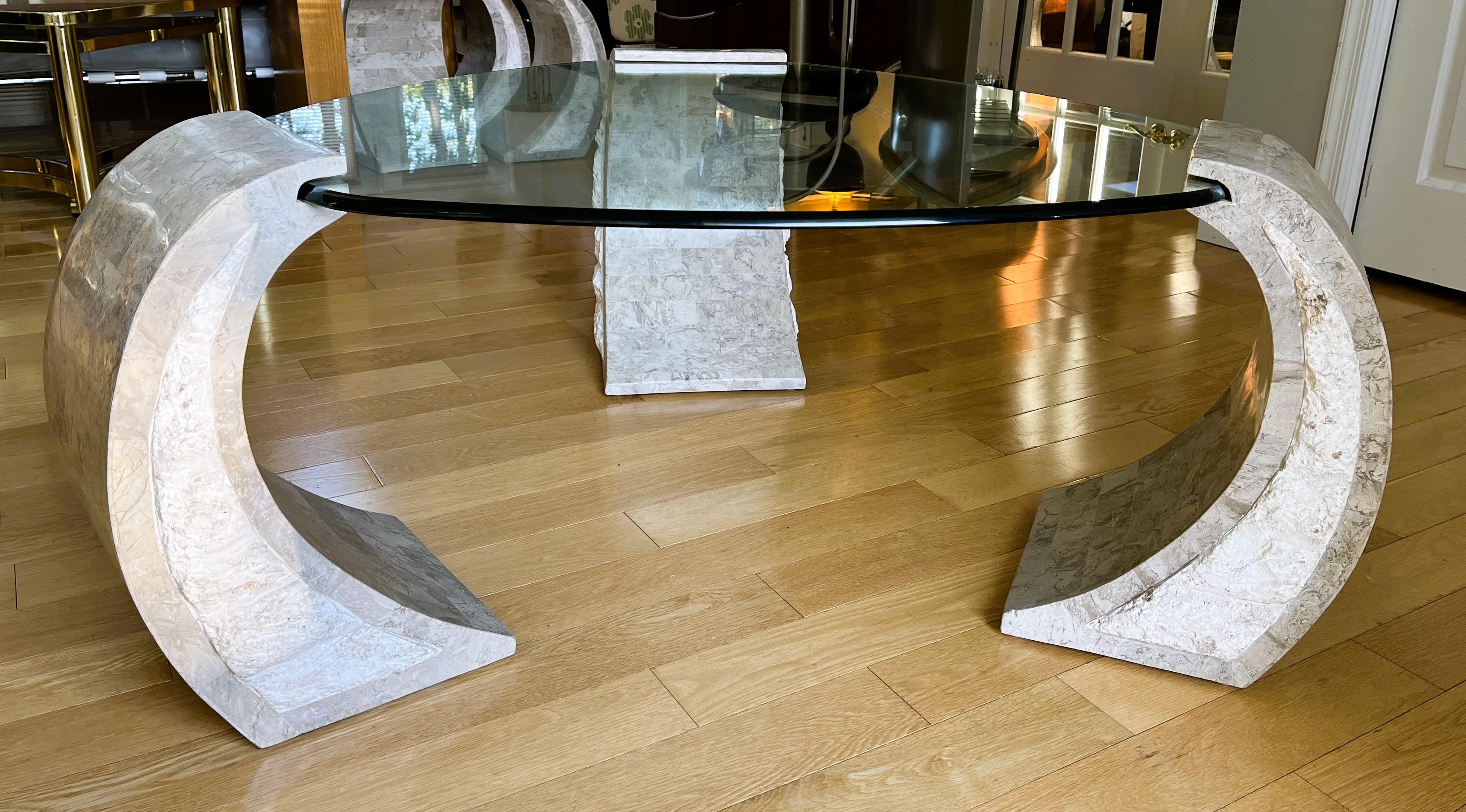 Glass Post-Modern Tessalated Coffee Table in the style of Maitland Smith For Sale