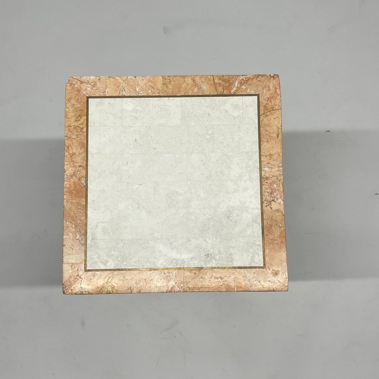 Post-Modern Tessellated Pink Marble and Coral Stone Pedestal by Maitland Smith For Sale 2