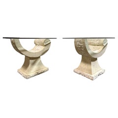 Post Modern Tessellated Stone Base End Tables Magnussen