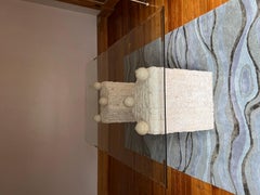 Post Modern Tessellated Stone Base with Glass Top Dining Table