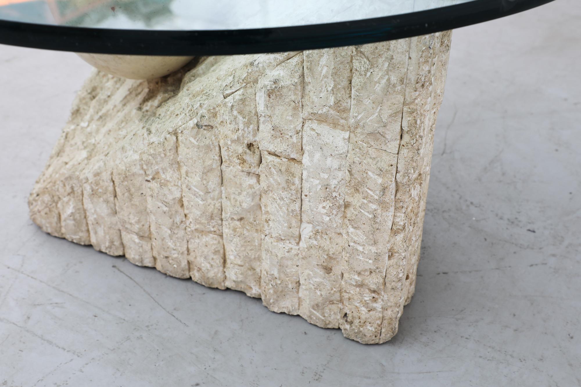 Post-Modern Tessellated Stone Coffee Table with Glass by Magnussen Ponte, 1995 For Sale 7