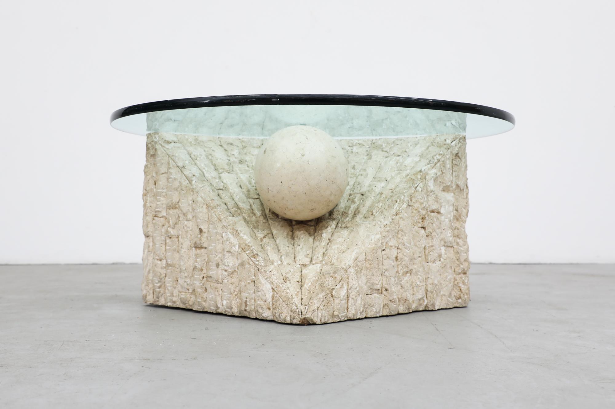 Post-Modern Tessellated Stone Coffee Table with Glass by Magnussen Ponte, 1995 For Sale 13