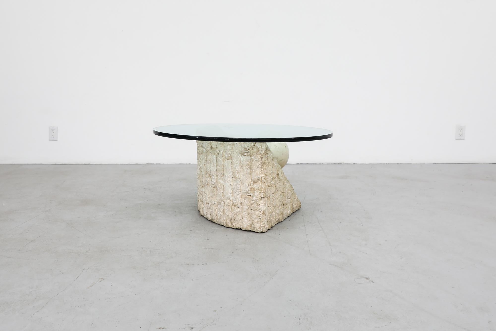 Late 20th Century Post-Modern Tessellated Stone Coffee Table with Glass by Magnussen Ponte, 1995 For Sale