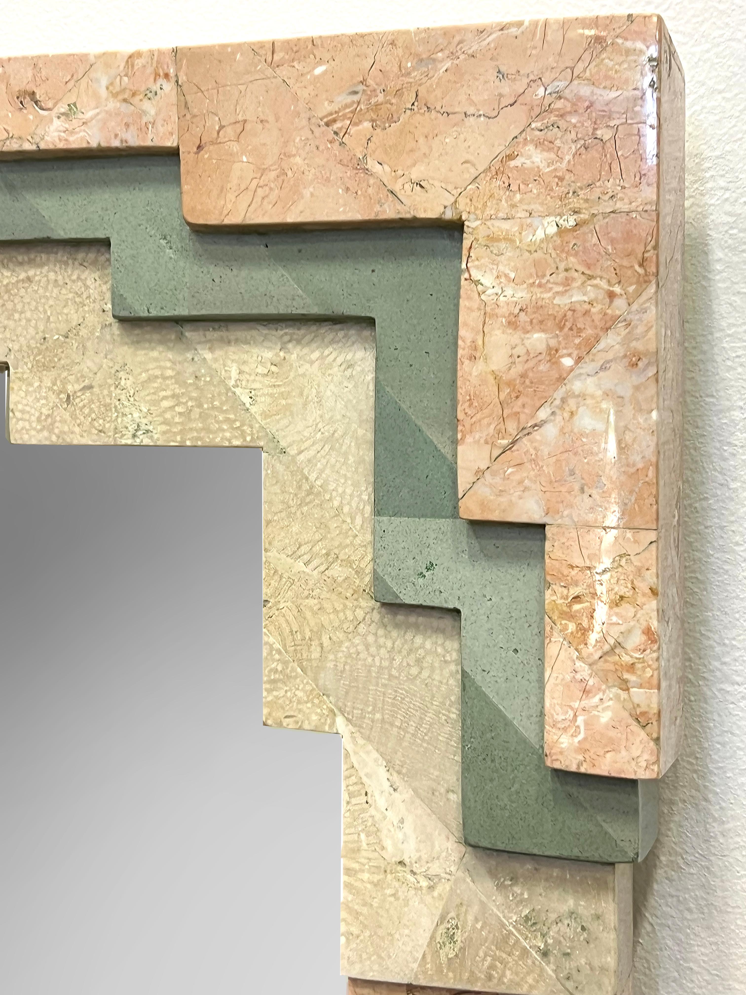 Post-Modern Post-modern Tessellated Stone Mirror, Maitland Smith Attributed For Sale
