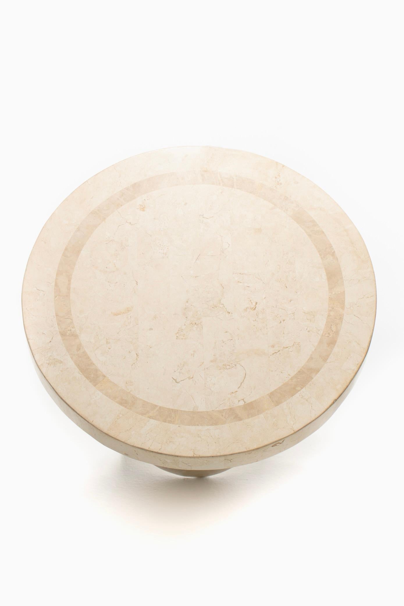 Post Modern Tessellated Travertine Side Table c. 1980 For Sale 1