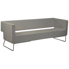 Post-Modern Three Person Sofa in Gray Wool