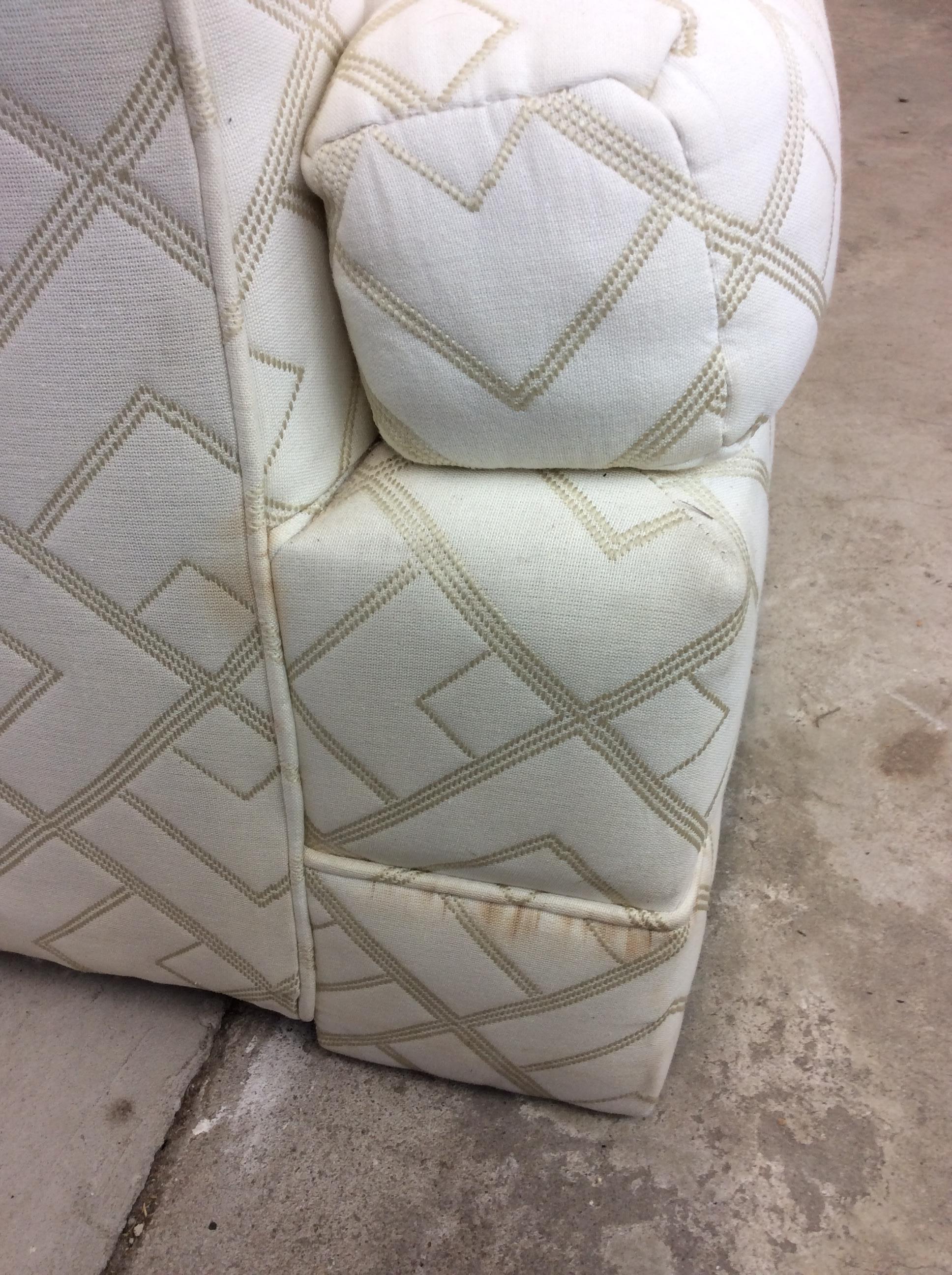 Post Modern Three Seater Sofa with Vintage Uphosltery For Sale 3